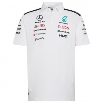 Mercedes AMG Petronas F1 Mens Team Engineers White Polo Shirt 2026