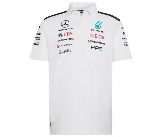 Mercedes AMG Petronas F1 Mens Team Engineers White Polo Shirt 2026