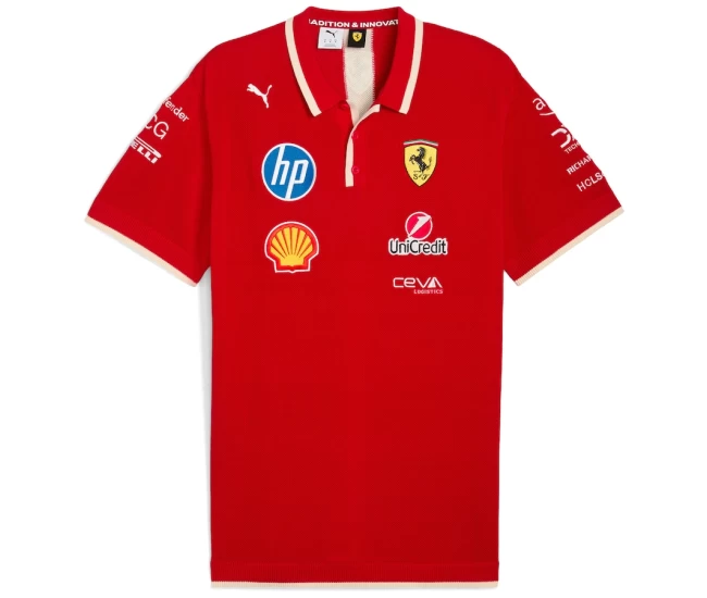 Scuderia Ferrari F1 2025 Mens Team Knitted Polo