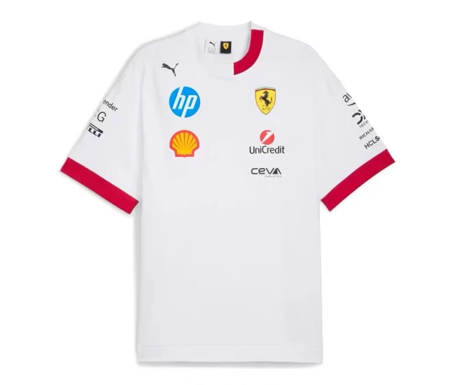 Scuderia Ferrari 2025 F1 Mens Team T-Shirt White