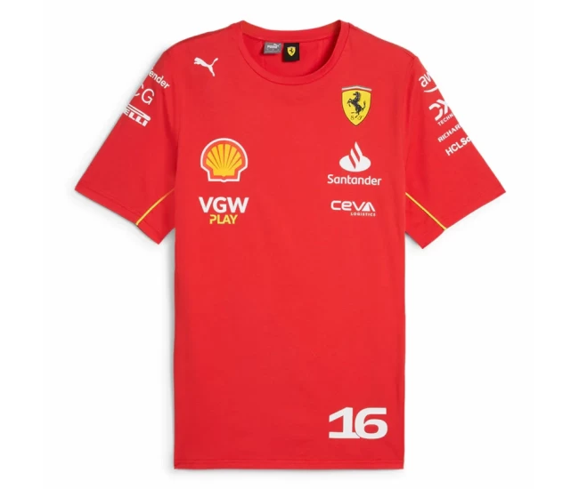 Scuderia Ferrari 2024 Mens Charles Leclerc 16 Driver T-Shirt