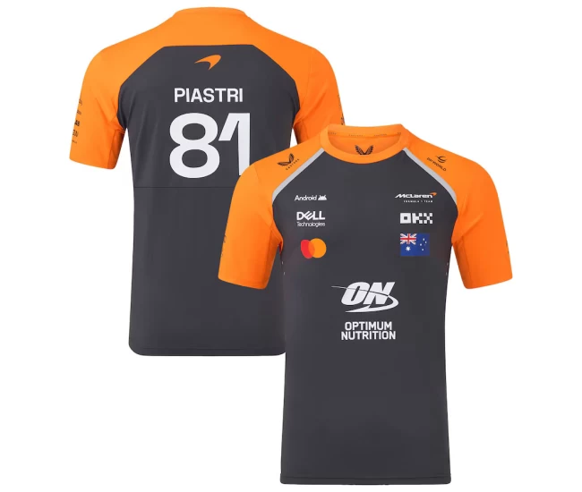 McLaren F1 2025 Mens Team Oscar Piastri 81 Driver Set Up T-Shirt Phantom