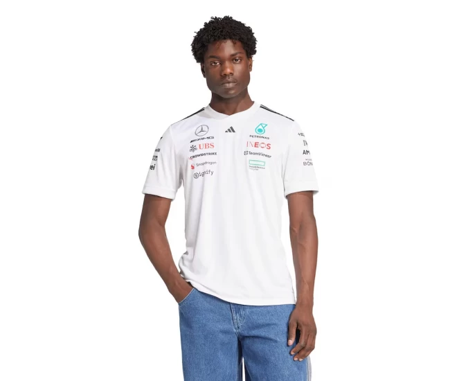 Mercedes AMG Petronas F1 2025 Mens Team Driver T-Shirt White